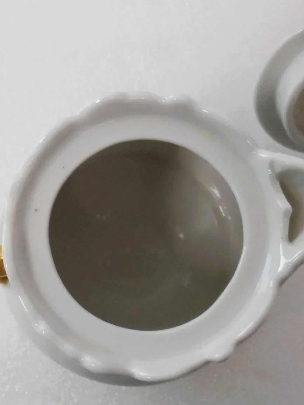 Victorian Creamer Pitcher w/Lid- Forget-Me-Not Flowers Gold Gilt Handle Antique